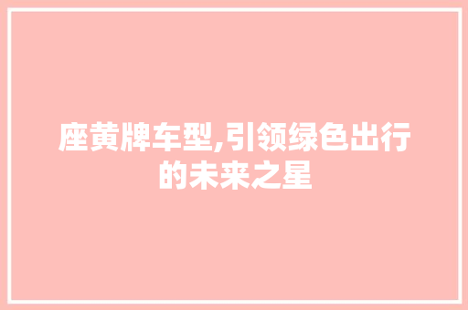 座黄牌车型,引领绿色出行的未来之星
