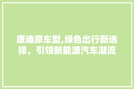 康迪原车型,绿色出行新选择，引领新能源汽车潮流