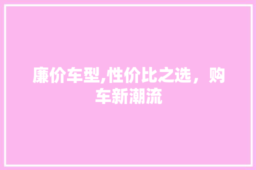 廉价车型,性价比之选，购车新潮流