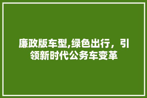 廉政版车型,绿色出行，引领新时代公务车变革
