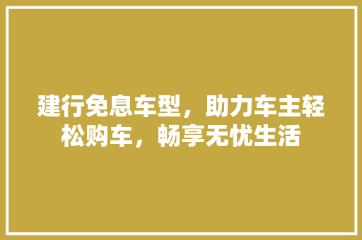 建行免息车型，助力车主轻松购车，畅享无忧生活