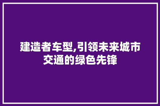建造者车型,引领未来城市交通的绿色先锋