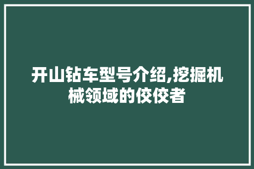 开山钻车型号介绍,挖掘机械领域的佼佼者