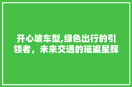 开心坡车型,绿色出行的引领者，未来交通的璀璨星辉
