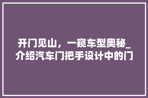 开门见山，一窥车型奥秘_介绍汽车门把手设计中的门道