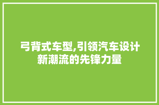 弓背式车型,引领汽车设计新潮流的先锋力量