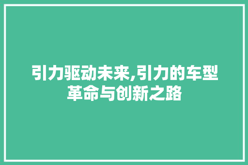 引力驱动未来,引力的车型革命与创新之路