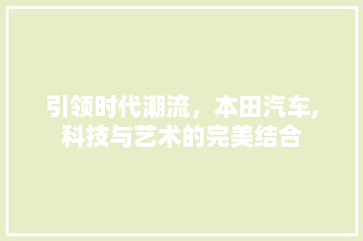 引领时代潮流，本田汽车,科技与艺术的完美结合
