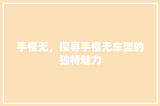 手慢无，探寻手慢无车型的独特魅力