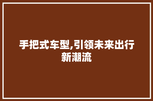 手把式车型,引领未来出行新潮流