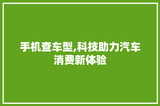 手机查车型,科技助力汽车消费新体验 变速箱配件