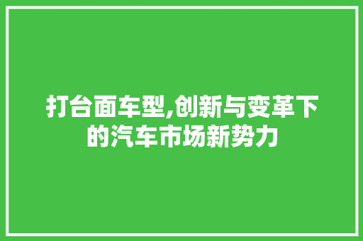 打台面车型,创新与变革下的汽车市场新势力