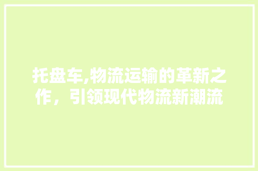 托盘车,物流运输的革新之作，引领现代物流新潮流 汽车配件