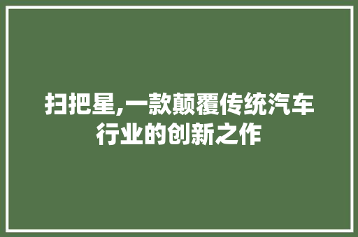 扫把星,一款颠覆传统汽车行业的创新之作