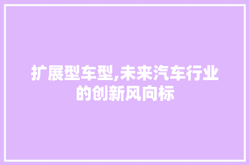 扩展型车型,未来汽车行业的创新风向标 底盘配件