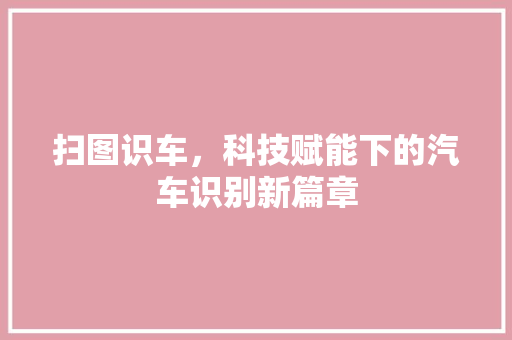 扫图识车，科技赋能下的汽车识别新篇章