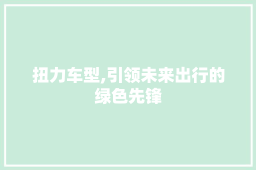 扭力车型,引领未来出行的绿色先锋