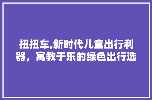 扭扭车,新时代儿童出行利器，寓教于乐的绿色出行选择