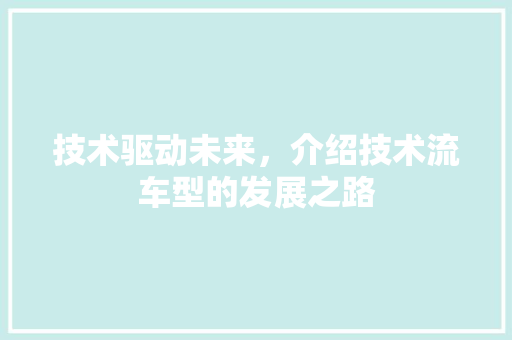 技术驱动未来，介绍技术流车型的发展之路