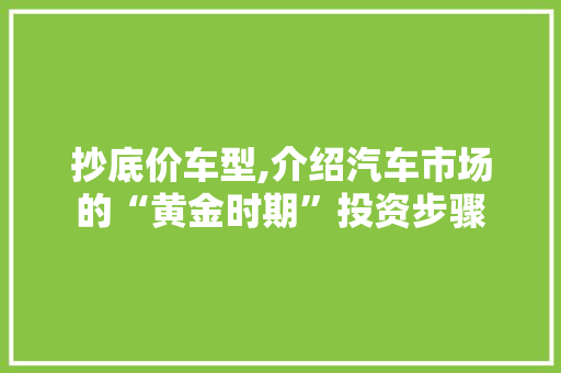 抄底价车型,介绍汽车市场的“黄金时期”投资步骤