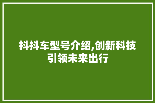 抖抖车型号介绍,创新科技引领未来出行