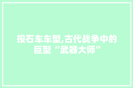 投石车车型,古代战争中的巨型“武器大师”