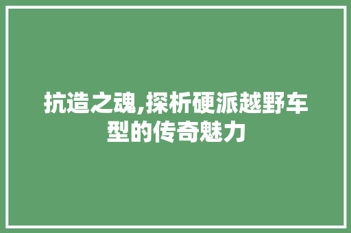 抗造之魂,探析硬派越野车型的传奇魅力