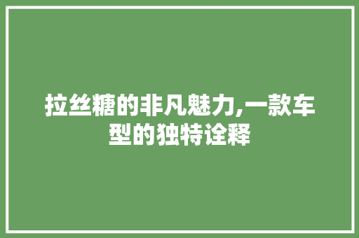 拉丝糖的非凡魅力,一款车型的独特诠释