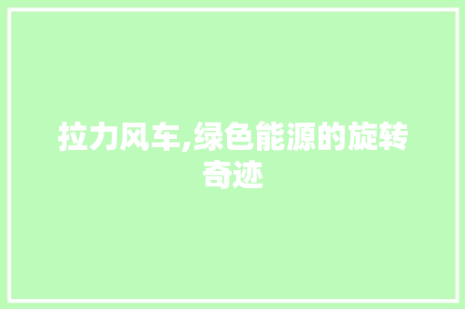 拉力风车,绿色能源的旋转奇迹