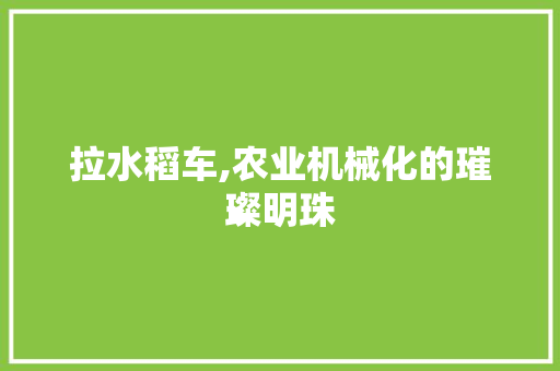 拉水稻车,农业机械化的璀璨明珠