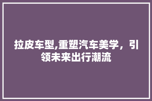 拉皮车型,重塑汽车美学，引领未来出行潮流