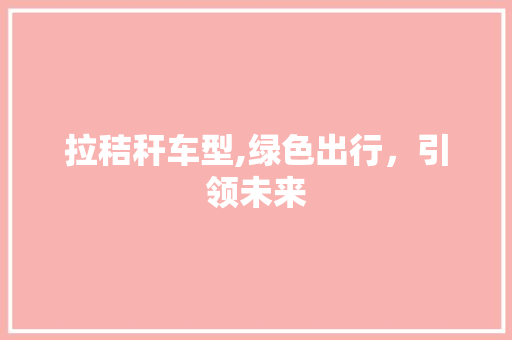 拉秸秆车型,绿色出行，引领未来