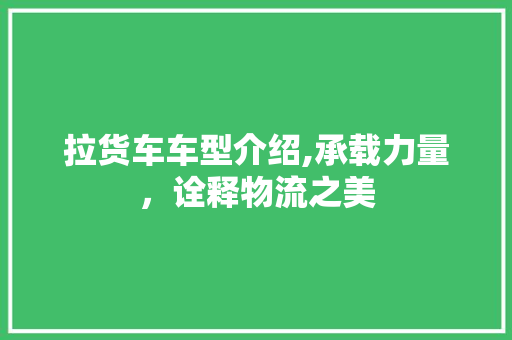 拉货车车型介绍,承载力量，诠释物流之美