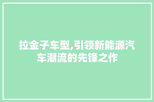 拉金子车型,引领新能源汽车潮流的先锋之作