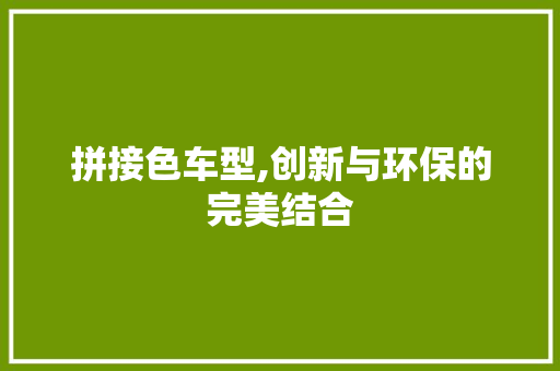 拼接色车型,创新与环保的完美结合