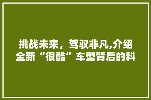 挑战未来，驾驭非凡,介绍全新“很酷”车型背后的科技与设计 车灯配件