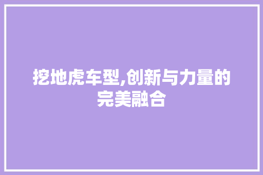挖地虎车型,创新与力量的完美融合