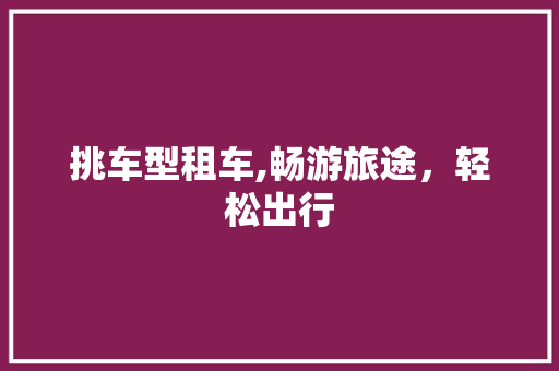 挑车型租车,畅游旅途，轻松出行