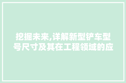 挖掘未来,详解新型铲车型号尺寸及其在工程领域的应用