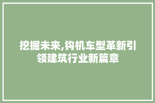 挖掘未来,钩机车型革新引领建筑行业新篇章