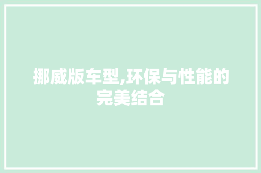挪威版车型,环保与性能的完美结合