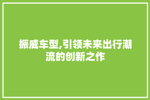 振威车型,引领未来出行潮流的创新之作 车身配件