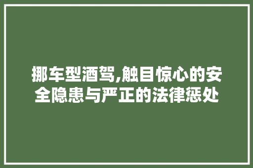 挪车型酒驾,触目惊心的安全隐患与严正的法律惩处