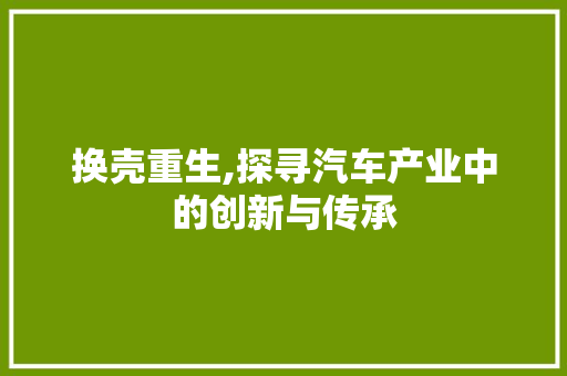 换壳重生,探寻汽车产业中的创新与传承