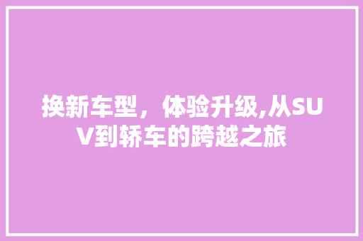 换新车型，体验升级,从SUV到轿车的跨越之旅