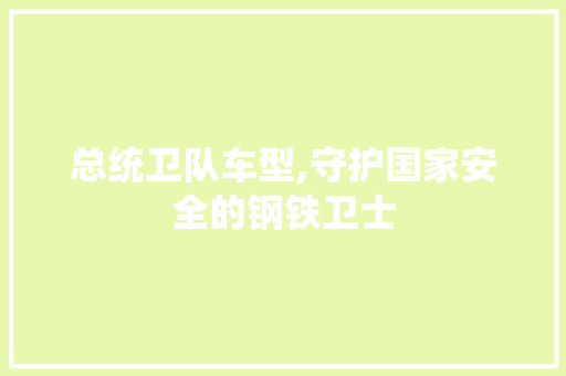 总统卫队车型,守护国家安全的钢铁卫士