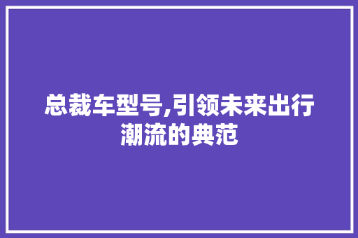 总裁车型号,引领未来出行潮流的典范
