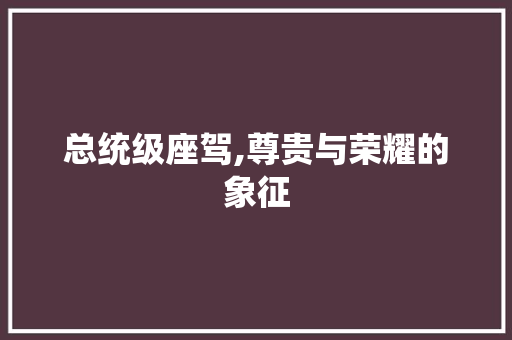总统级座驾,尊贵与荣耀的象征