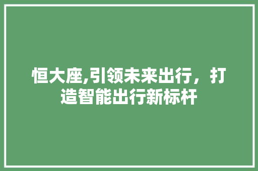 恒大座,引领未来出行，打造智能出行新标杆