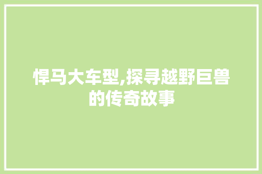 悍马大车型,探寻越野巨兽的传奇故事